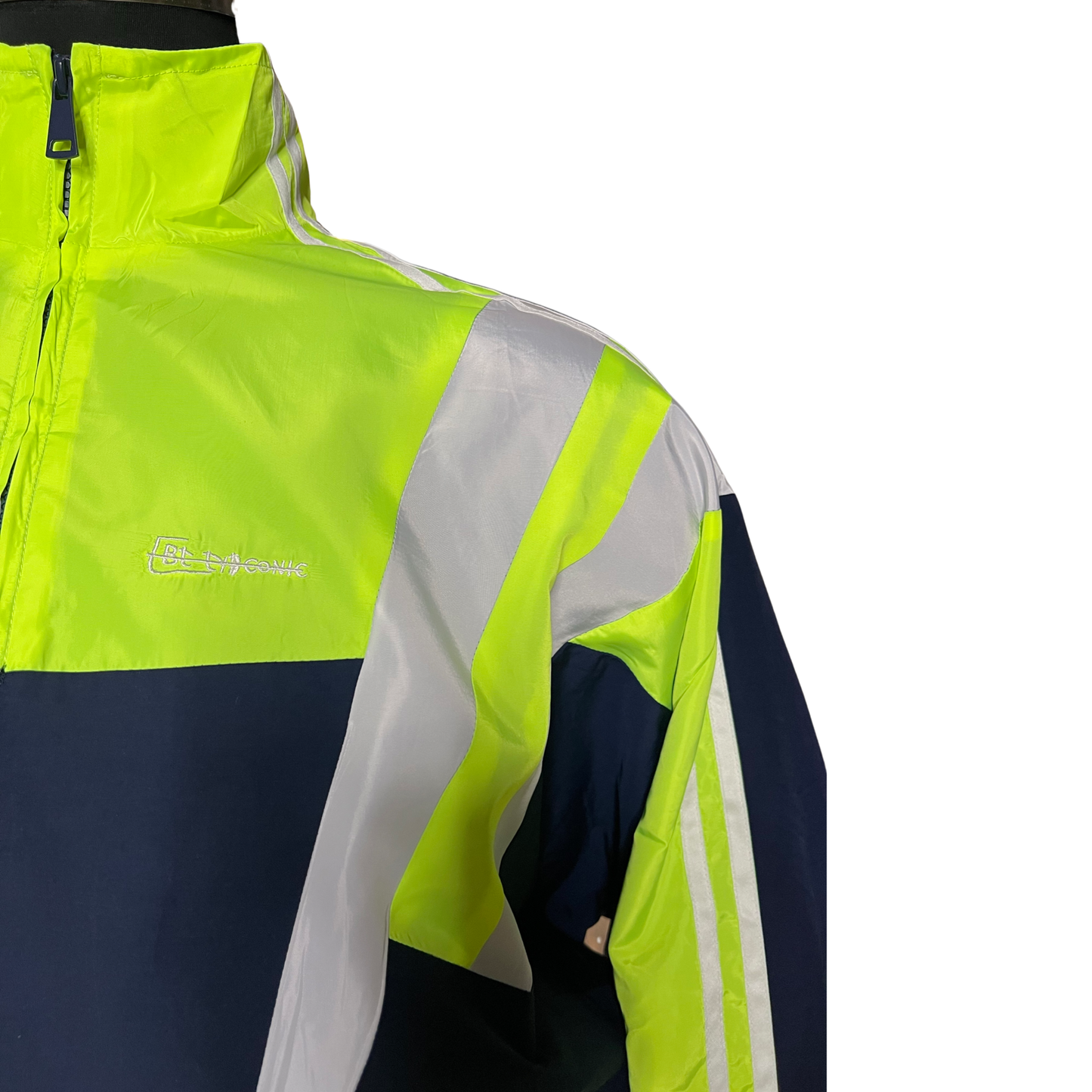 BeEyeConic “Get Fresh” Nylon Track Jacket (Navy Blue + Chartreuse)