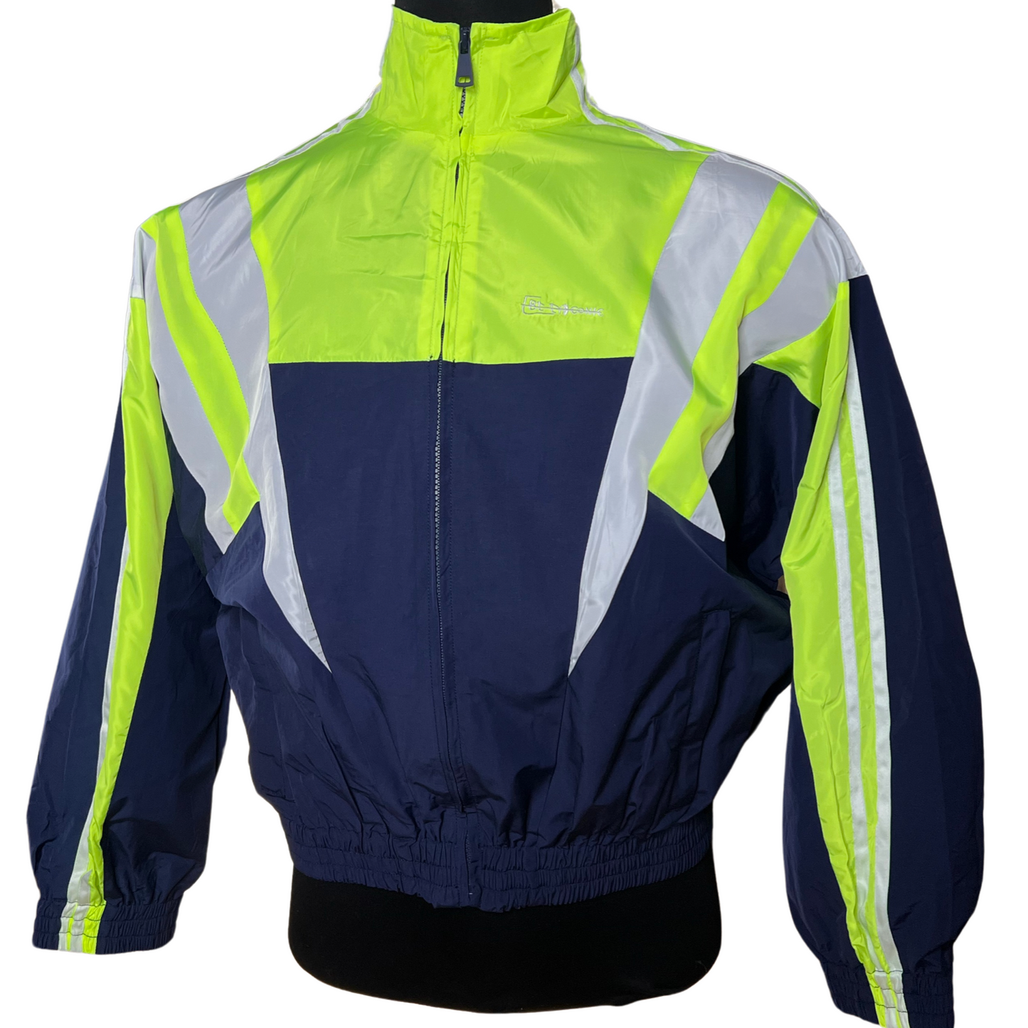 BeEyeConic “Get Fresh” Nylon Track Jacket (Navy Blue + Chartreuse)