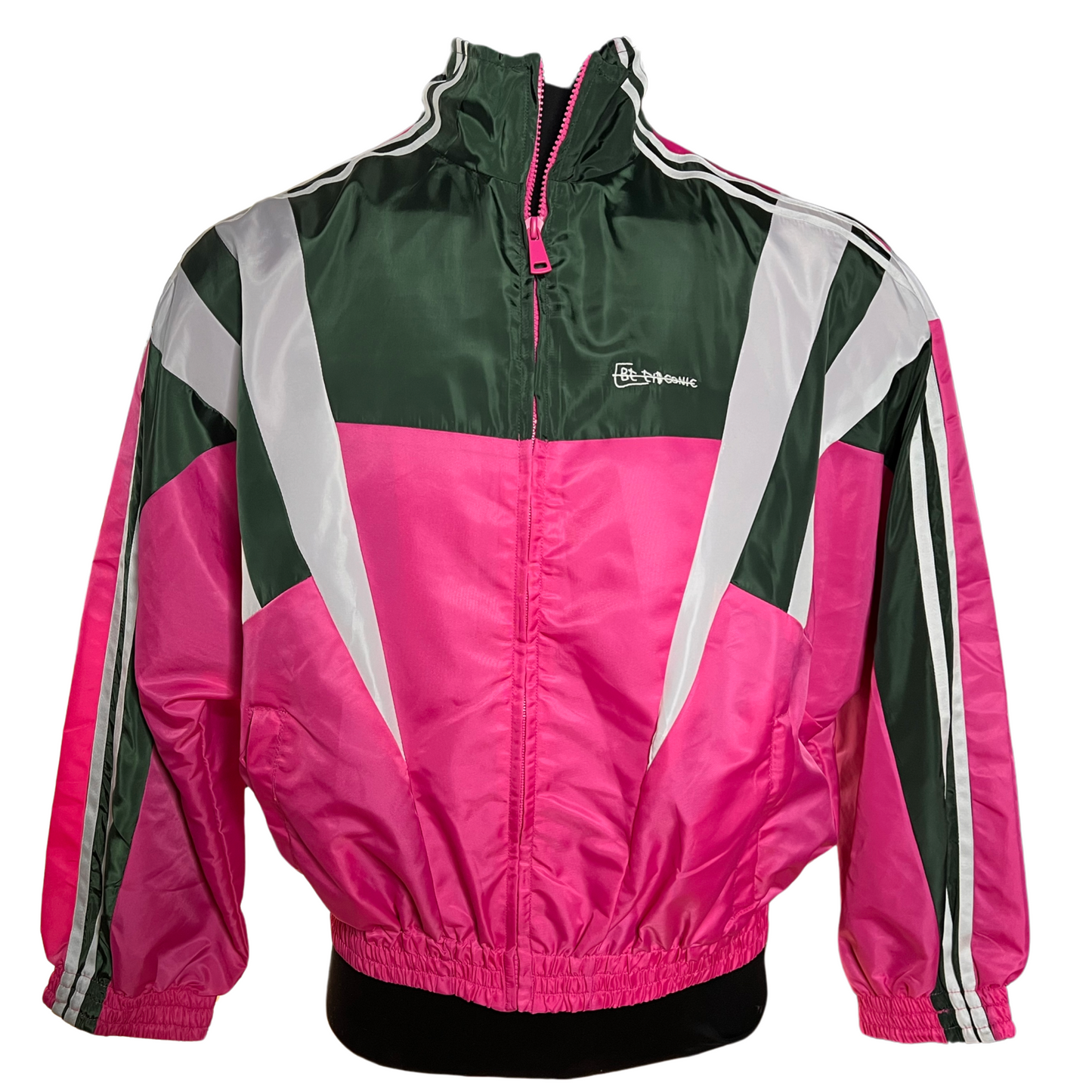BeEyeConic “Get Fresh” Nylon Track Jacket (Pink + Green)